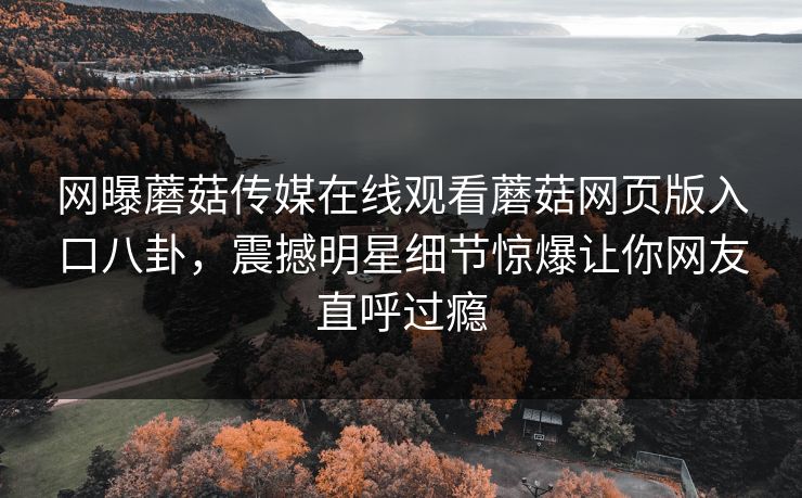 网曝蘑菇传媒在线观看蘑菇网页版入口八卦，震撼明星细节惊爆让你网友直呼过瘾