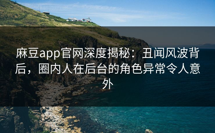 麻豆app官网深度揭秘：丑闻风波背后，圈内人在后台的角色异常令人意外